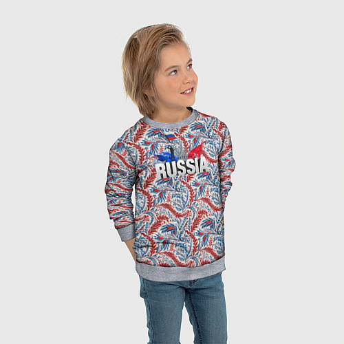 Детский свитшот Happy Russia волнистые узоры / 3D-Меланж – фото 3