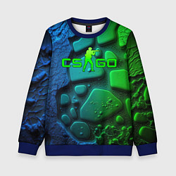 Свитшот детский CS GO green black abstract, цвет: 3D-синий