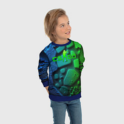 Свитшот детский CS GO green black abstract, цвет: 3D-синий — фото 2