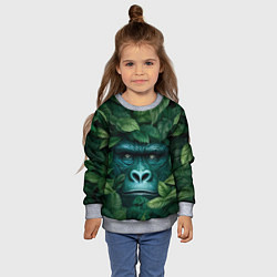 Свитшот детский Горилла в кустах джунгли, цвет: 3D-меланж — фото 2