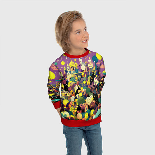 Детский свитшот Праздничный город / 3D-Красный – фото 3