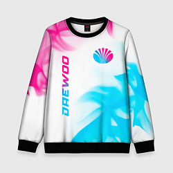 Свитшот детский Daewoo neon gradient style: надпись, символ, цвет: 3D-черный