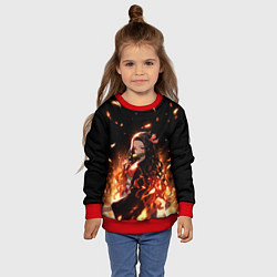 Свитшот детский Незуко и пламя - клинок, цвет: 3D-красный — фото 2