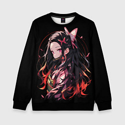 Свитшот детский Незуко комадо из клинка, цвет: 3D-черный