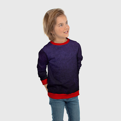 Детский свитшот Фиолетово-черный градиент / 3D-Красный – фото 3