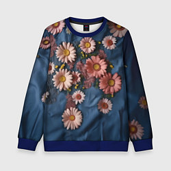Детский свитшот Хризантемы на джинсе