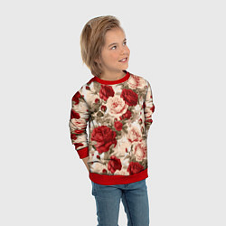 Свитшот детский Розы паттерн, цвет: 3D-красный — фото 2