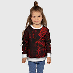 Свитшот детский Красный дракон - иероглифы, цвет: 3D-белый — фото 2