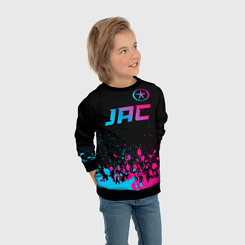 Детский свитшот JAC - neon gradient: символ сверху / 3D-Черный – фото 3