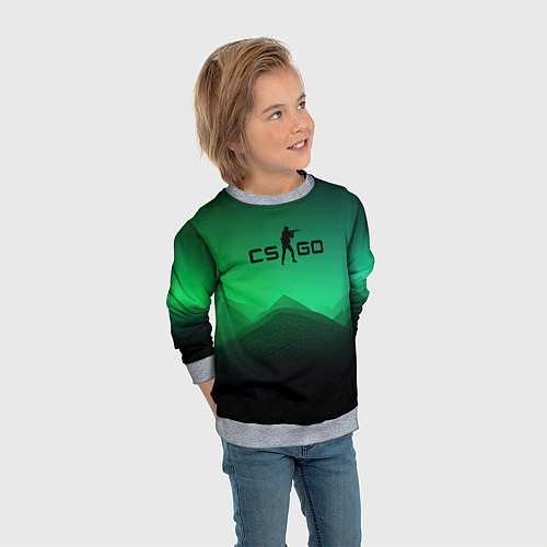 Детский свитшот CS GO green black background / 3D-Меланж – фото 3