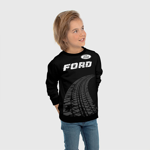 Детский свитшот Ford speed на темном фоне со следами шин: символ с / 3D-Черный – фото 3
