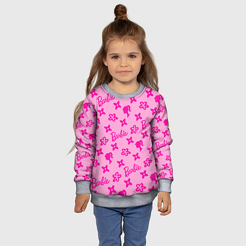 Детский свитшот Барби паттерн розовый / 3D-Меланж – фото 4