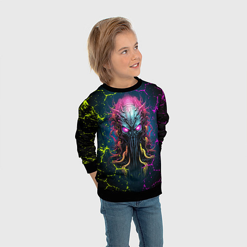 Детский свитшот Alien - neon style / 3D-Черный – фото 3
