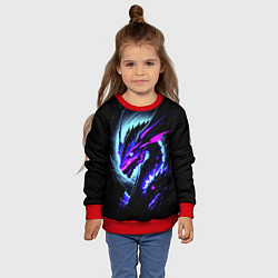 Свитшот детский Морда дракона - неоновое свечение, цвет: 3D-красный — фото 2