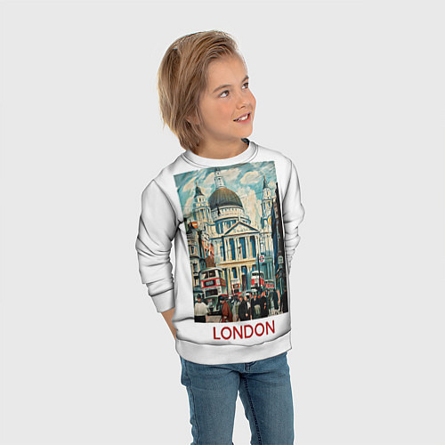 Детский свитшот Собор Святого Павла, Лондон / 3D-Белый – фото 3