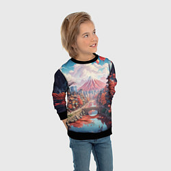 Свитшот детский Японский пригородный пейзаж, цвет: 3D-черный — фото 2