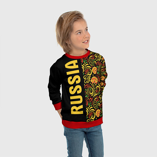 Детский свитшот Russia хохлома / 3D-Красный – фото 3