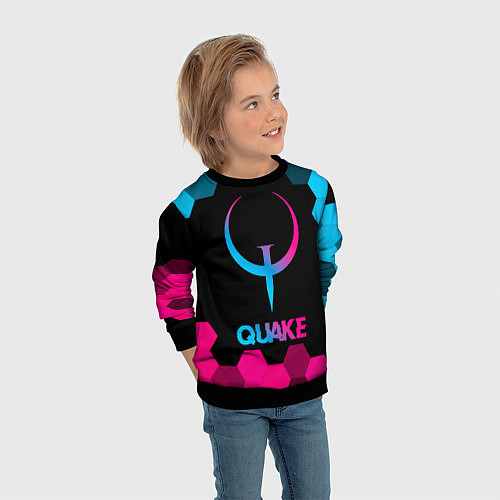 Детский свитшот Quake - neon gradient / 3D-Черный – фото 3