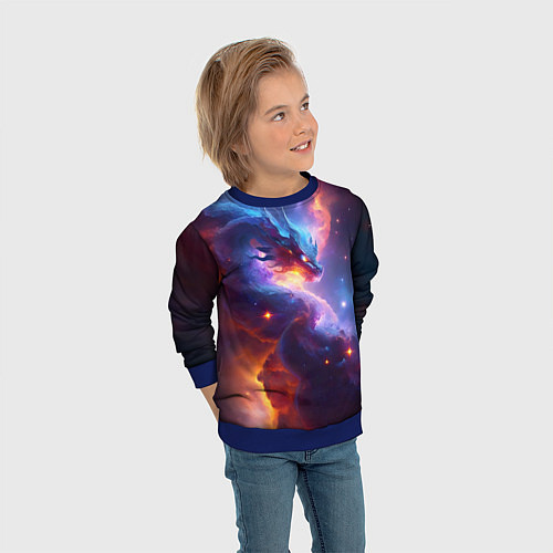 Детский свитшот Туманность дракона / 3D-Синий – фото 3
