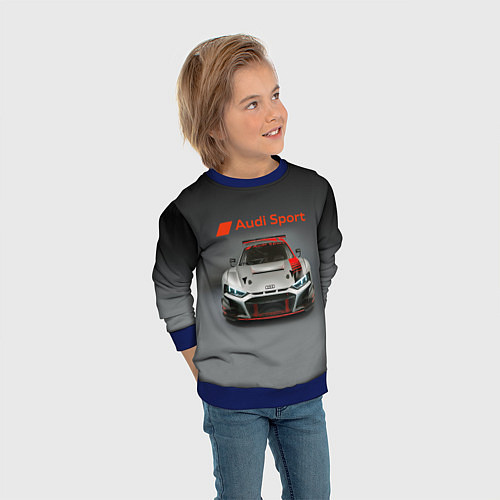 Детский свитшот Audi sport - racing car - extreme / 3D-Синий – фото 3