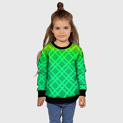 Свитшот детский Желто-зеленый градиентный фон с геометрическим узо, цвет: 3D-черный — фото 2