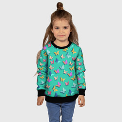 Свитшот детский Разноцветные бабочки, цвет: 3D-черный — фото 2