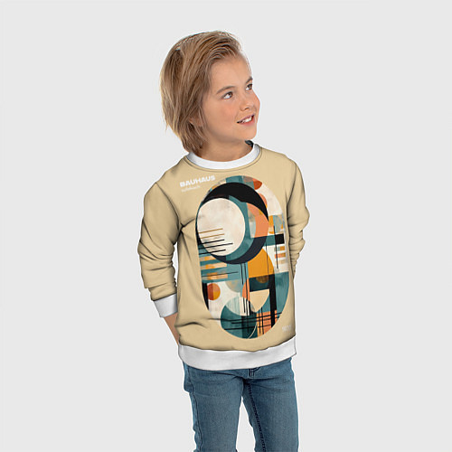 Детский свитшот Баухаус - Мысли ацтека / 3D-Белый – фото 3