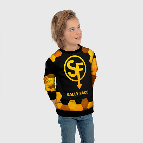 Детский свитшот Sally Face - gold gradient / 3D-Черный – фото 3