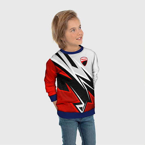 Детский свитшот Ducati - белый и красный / 3D-Синий – фото 3