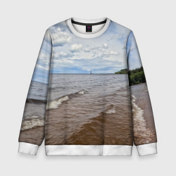 Свитшот детский Волны на Ладожском озере, цвет: 3D-белый