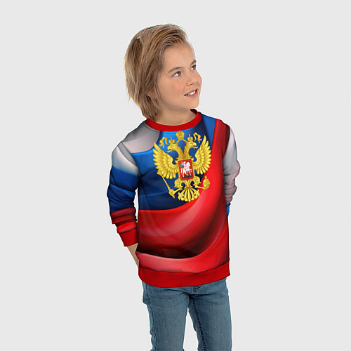 Детский свитшот Золотой герб России / 3D-Красный – фото 3
