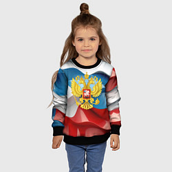 Свитшот детский Герб России триколор, цвет: 3D-черный — фото 2