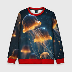 Свитшот детский Люминисцентные медузы, цвет: 3D-красный