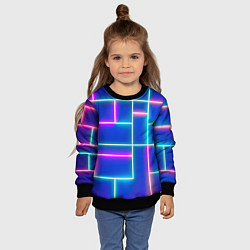 Свитшот детский Неон линии, цвет: 3D-черный — фото 2