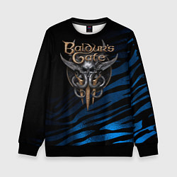 Свитшот детский Baldurs Gate 3 logo blue geometry, цвет: 3D-черный