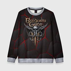 Детский свитшот Baldurs Gate 3 logo red black geometry