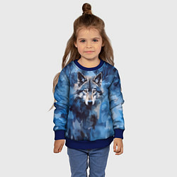 Свитшот детский Голова волка на ледяном фоне, цвет: 3D-синий — фото 2