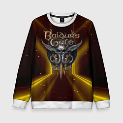 Свитшот детский Baldurs Gate 3 logo black gold, цвет: 3D-белый