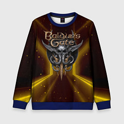 Свитшот детский Baldurs Gate 3 logo black gold, цвет: 3D-синий