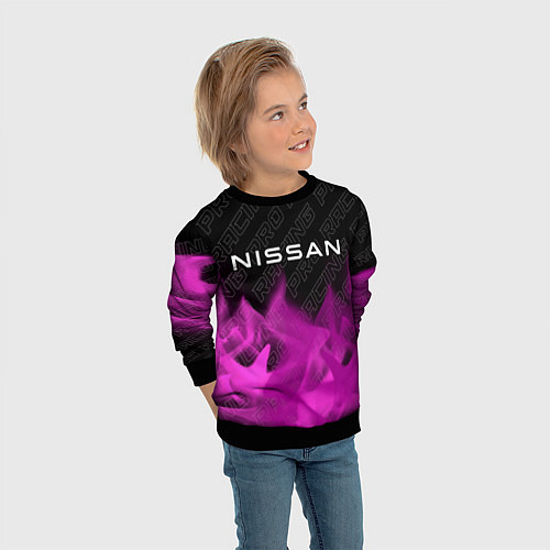 Детский свитшот Nissan pro racing: символ сверху / 3D-Черный – фото 3