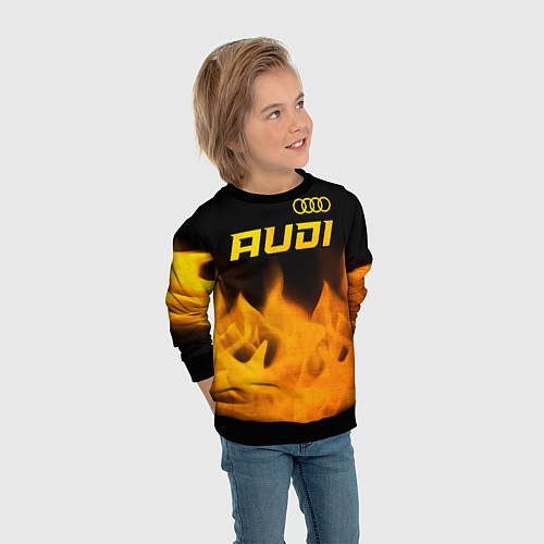 Детский свитшот Audi - gold gradient: символ сверху / 3D-Черный – фото 3