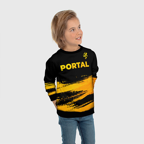 Детский свитшот Portal - gold gradient: символ сверху / 3D-Черный – фото 3
