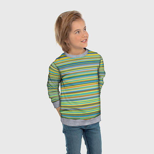 Детский свитшот Горизонтальные разноцветные полосы / 3D-Меланж – фото 3