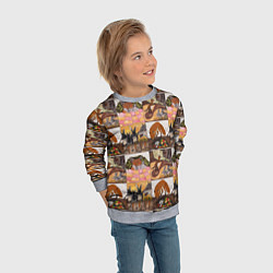 Свитшот детский Коллаж из рисунков с лисой, цвет: 3D-меланж — фото 2