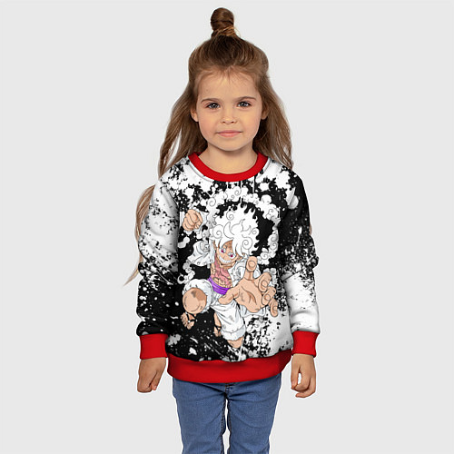 Детский свитшот Луффи из Ван Пис - Gear 5 / 3D-Красный – фото 4