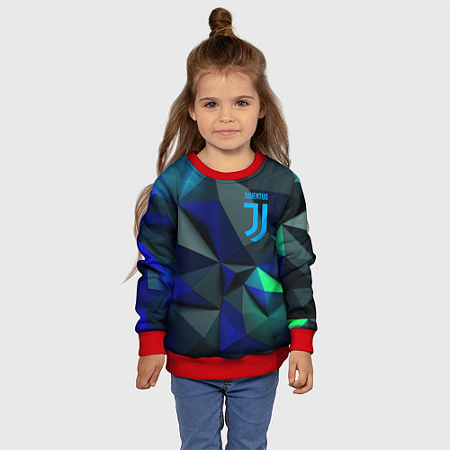 Детский свитшот Juventus blue abstract logo / 3D-Красный – фото 4