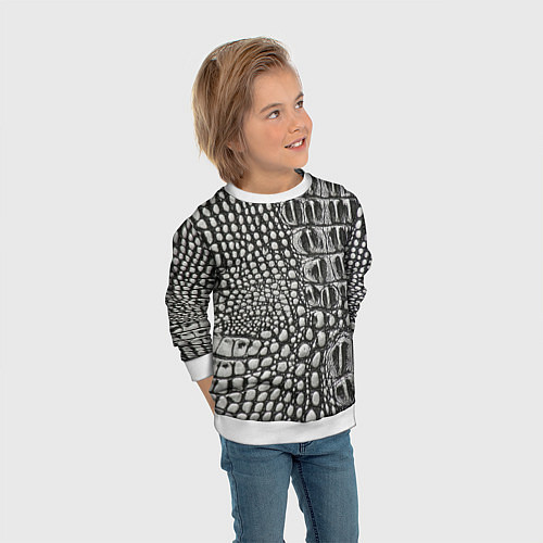 Детский свитшот Кожа крокодила - текстура / 3D-Белый – фото 3