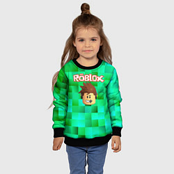 Свитшот детский Roblox head на пиксельном фоне, цвет: 3D-черный — фото 2