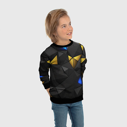 Детский свитшот Black yellow geometry / 3D-Черный – фото 3