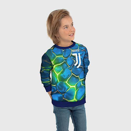 Детский свитшот Juventus blue green neon / 3D-Синий – фото 3